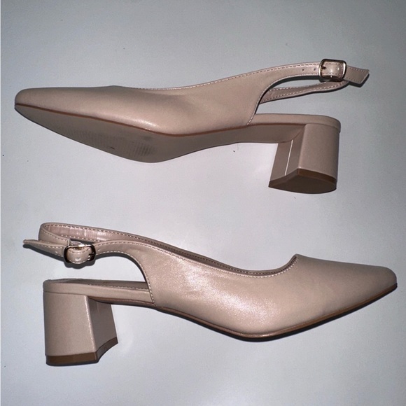 Fran Willor Chunky Heeled Slingback Shoes with Pointed Toe - Picture 7 of 8